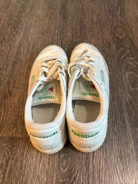 Reebok Kids White Sneakers with Green Accents